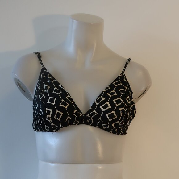 Womens Poupette St. Barth White, Black Print Bikini Top S - Picture 1 of 7